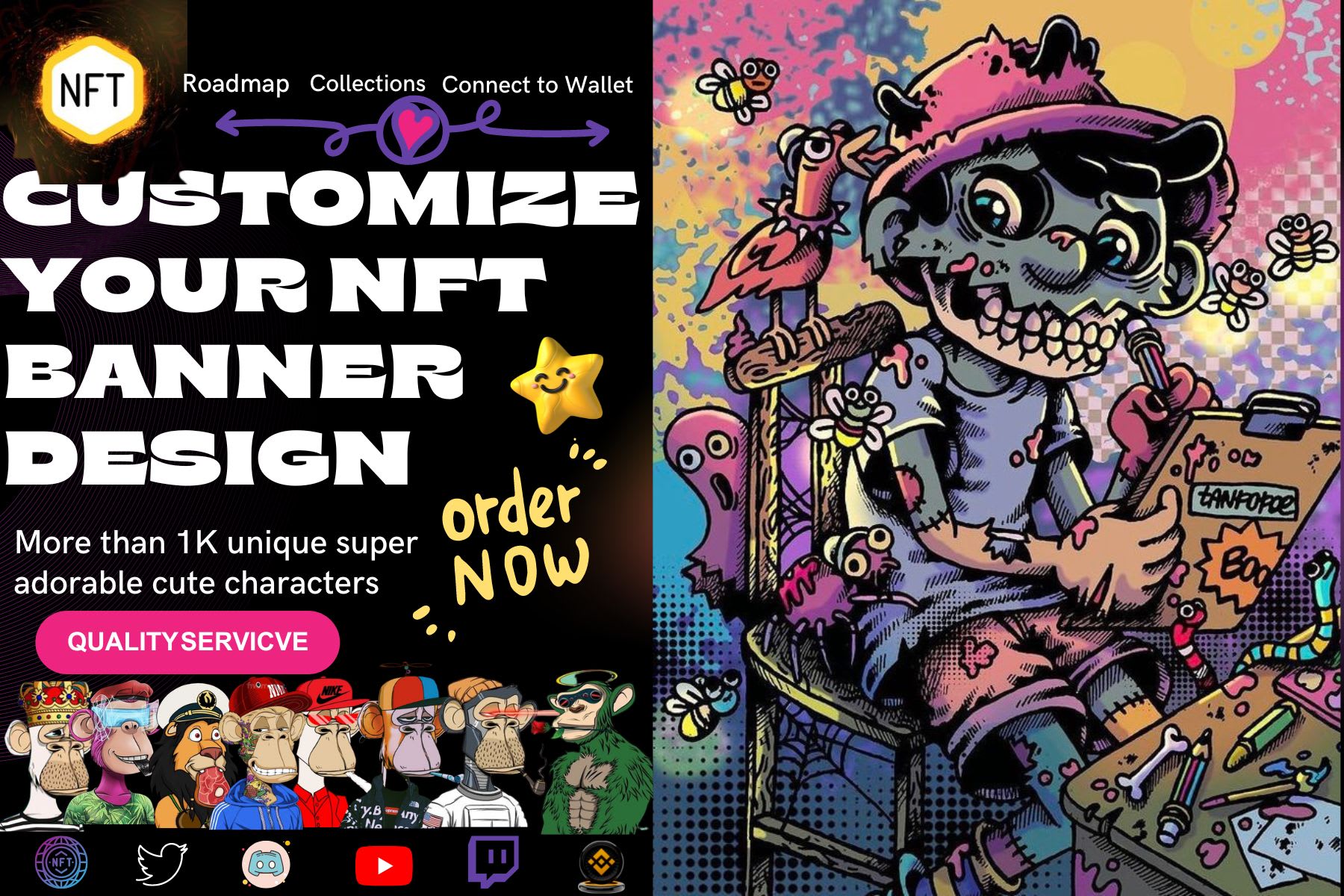 Design nft banner, crypto banner, animated gif, nft art,3d,pixel art by  Tobiakinwalire | Fiverr