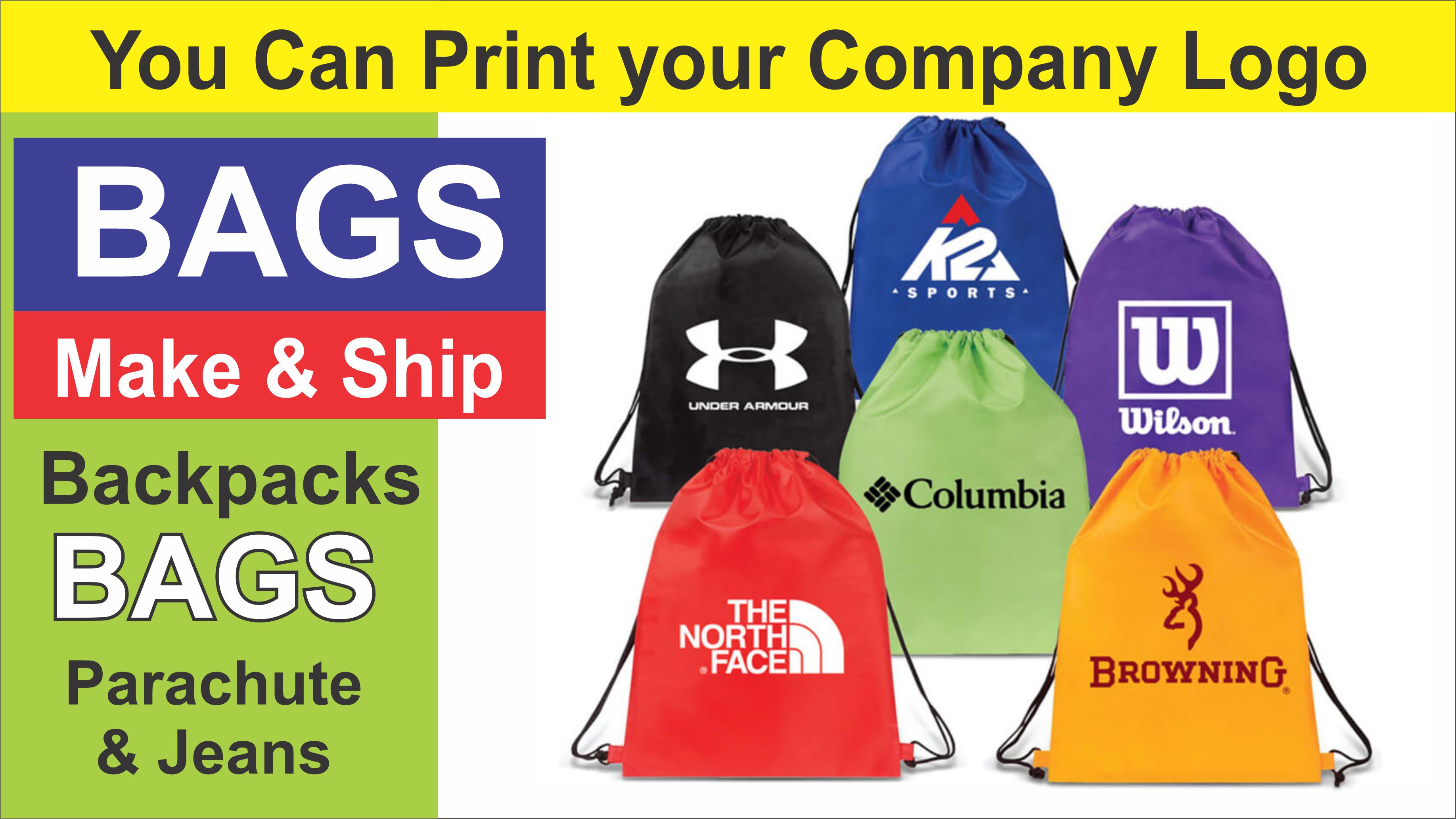 Company discount logo backpacks