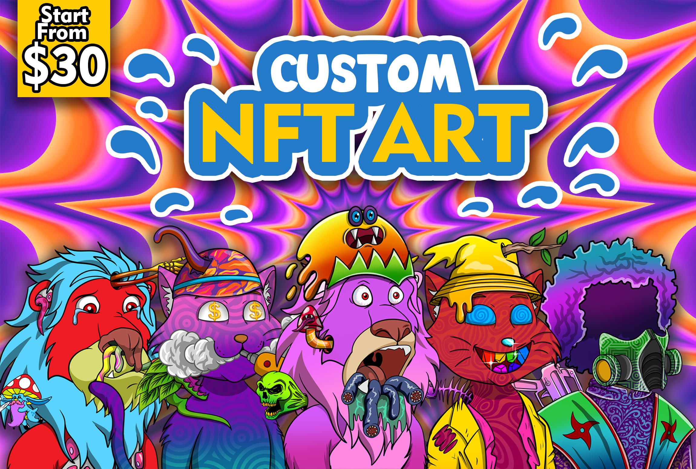 Create generate nft cartoon psychedelic, weed, trippy by Nekogamma | Fiverr