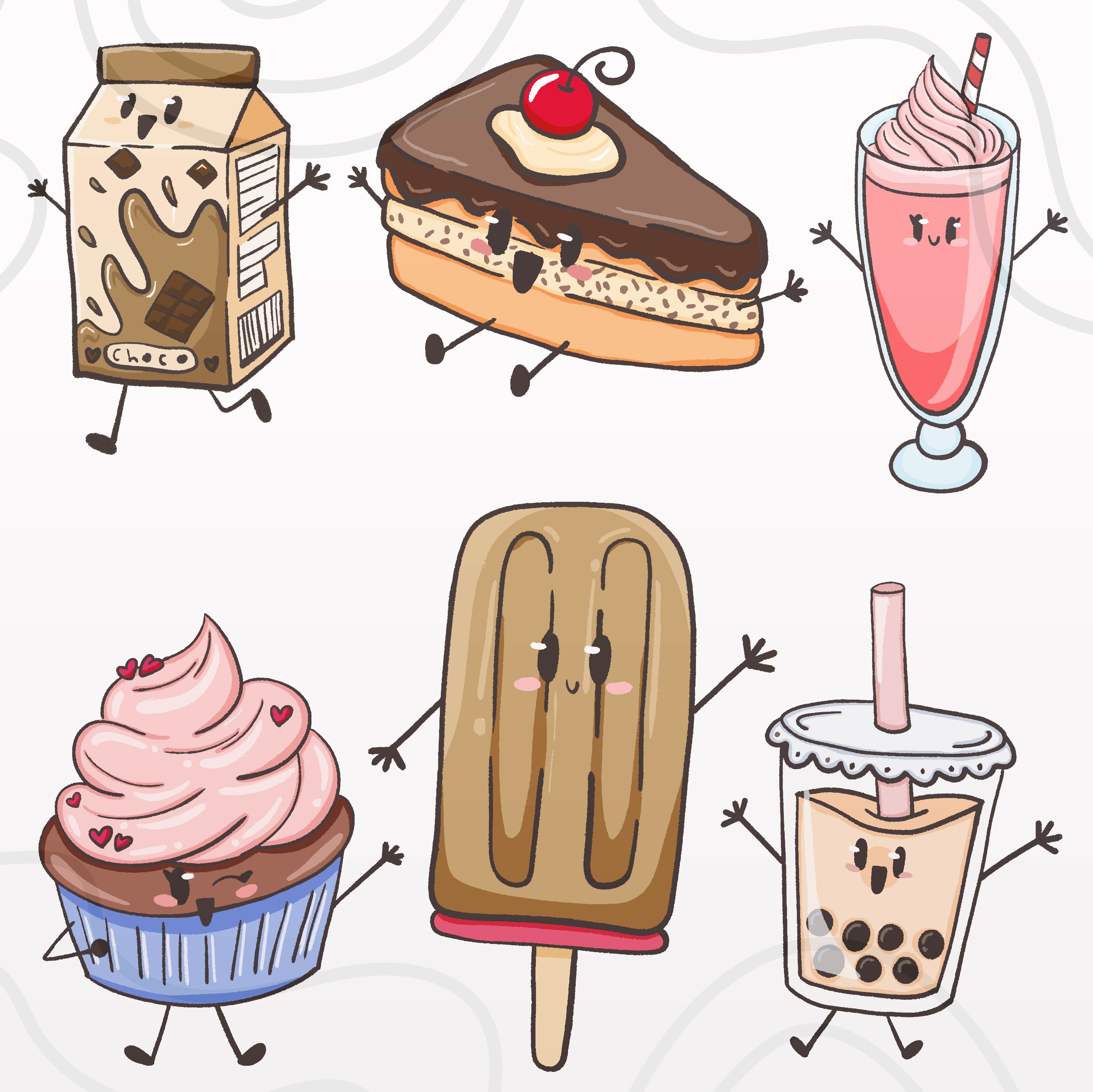 Cute Dessert Stickers, Kawaii Food Stickers, Journal Stickers 
