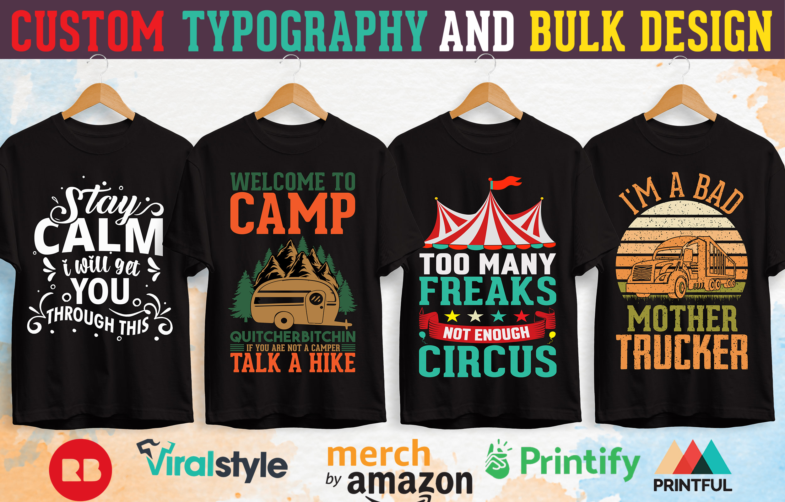 Støvet panik G Create custom typography and bulk t shirt design for your print on demand  by Tshirt_artist1 | Fiverr