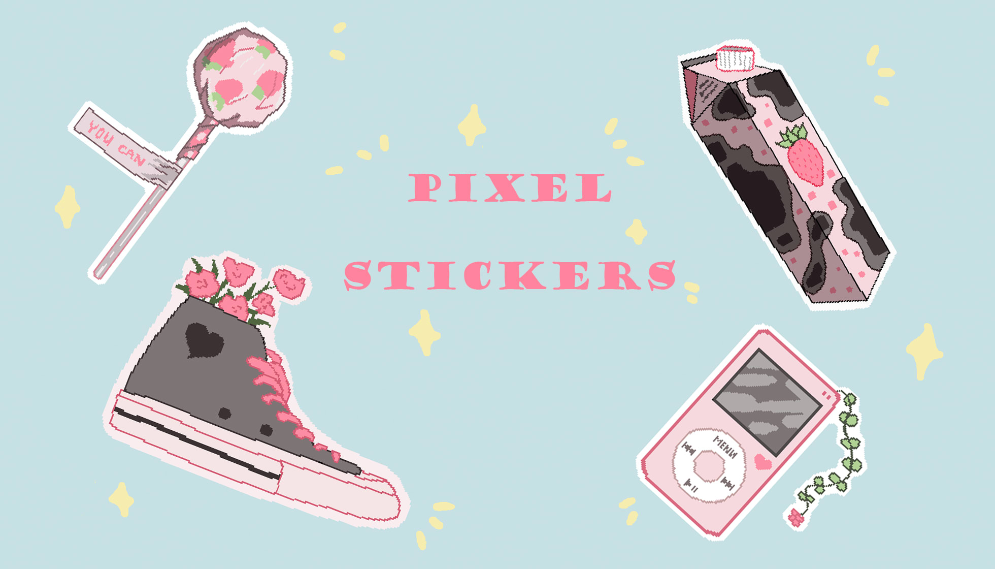 Draw cute pixel art stickers or a pixel illustration by Lanademina ...