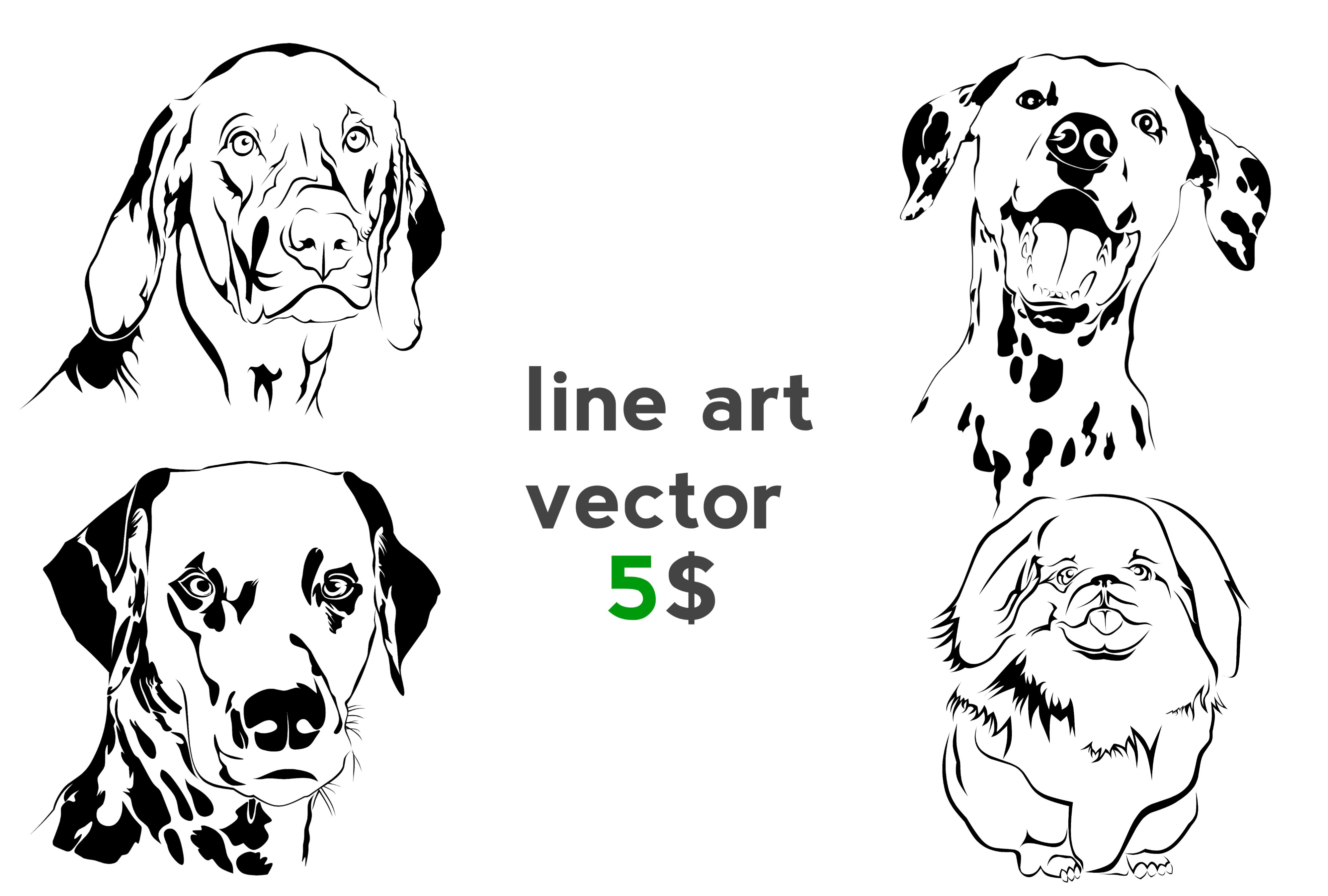 Draw line art from your pet, dog, cat and other animals by Zackberty |  Fiverr