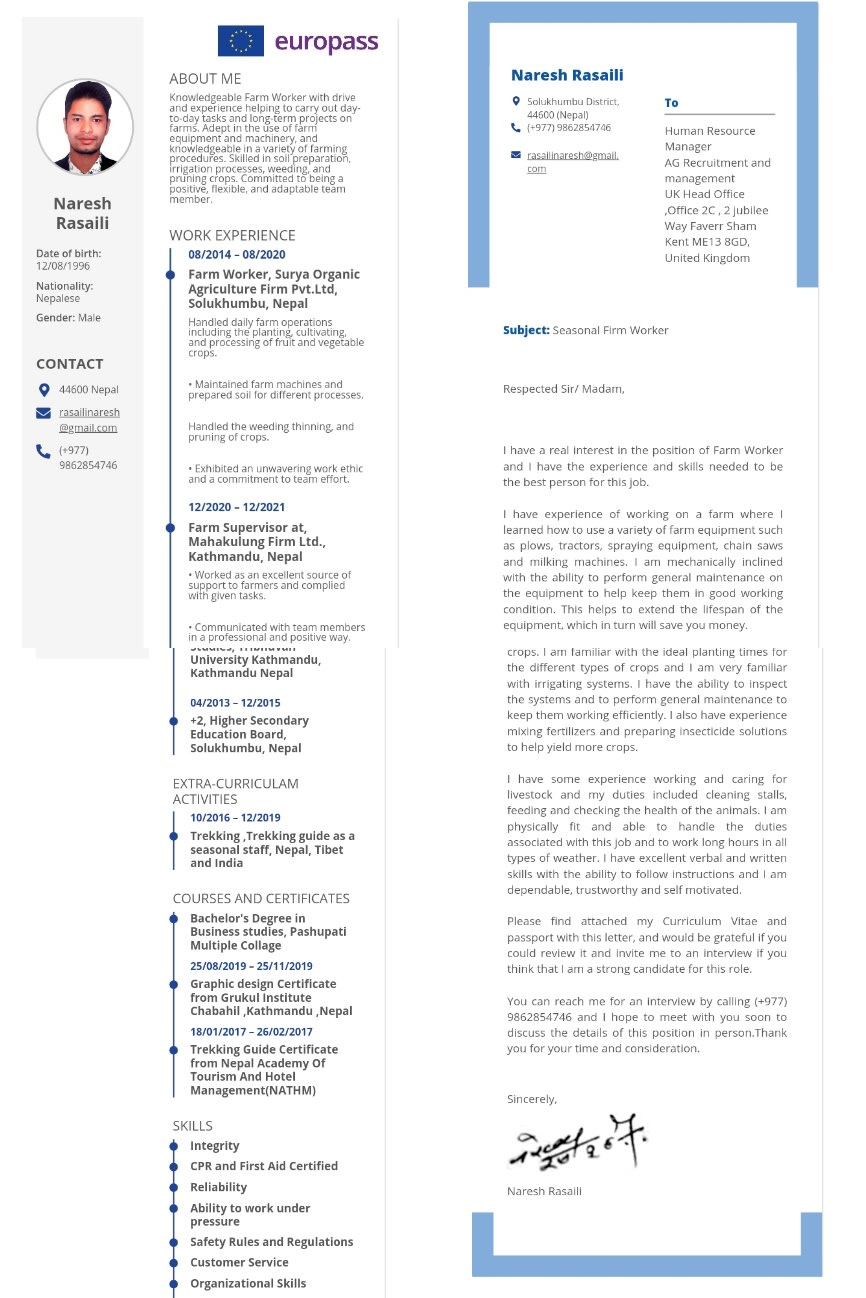 europass cover letter template download