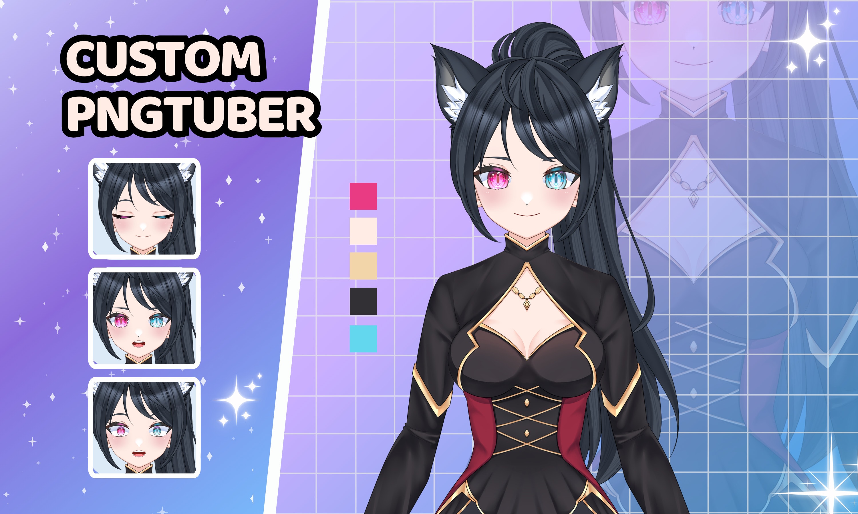 Draw custom pngtuber model of your avatar oc for twitch stream in 