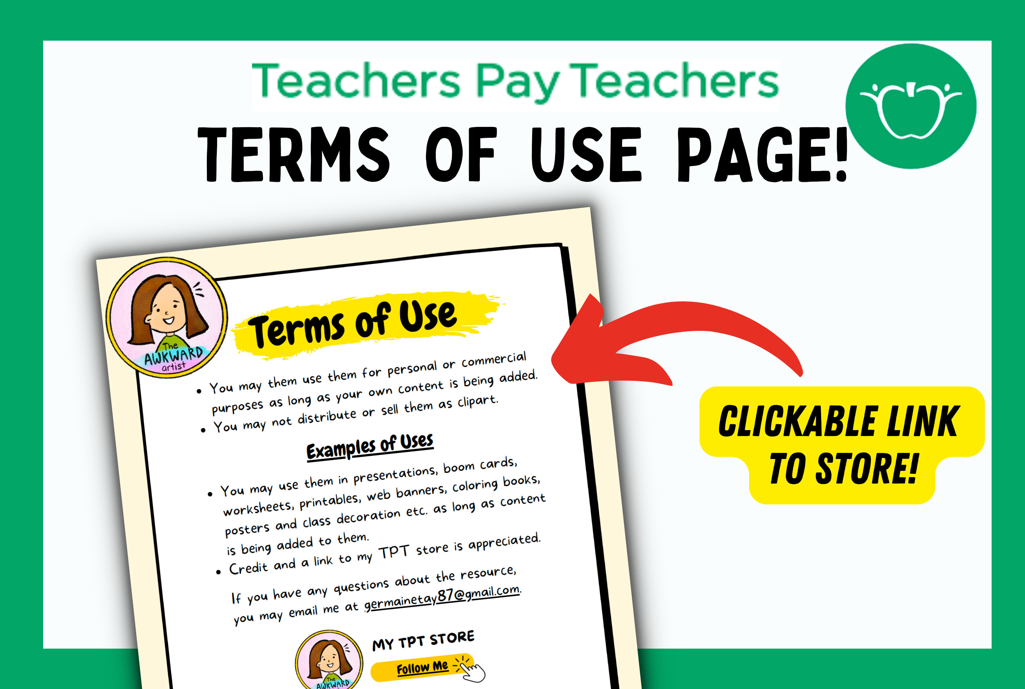 create a terms of use page for your teachers pay teachers tpt store