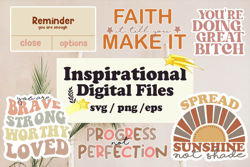 Boho Stickers Svgboho Inspirational Quote Bundle Svgdigital 