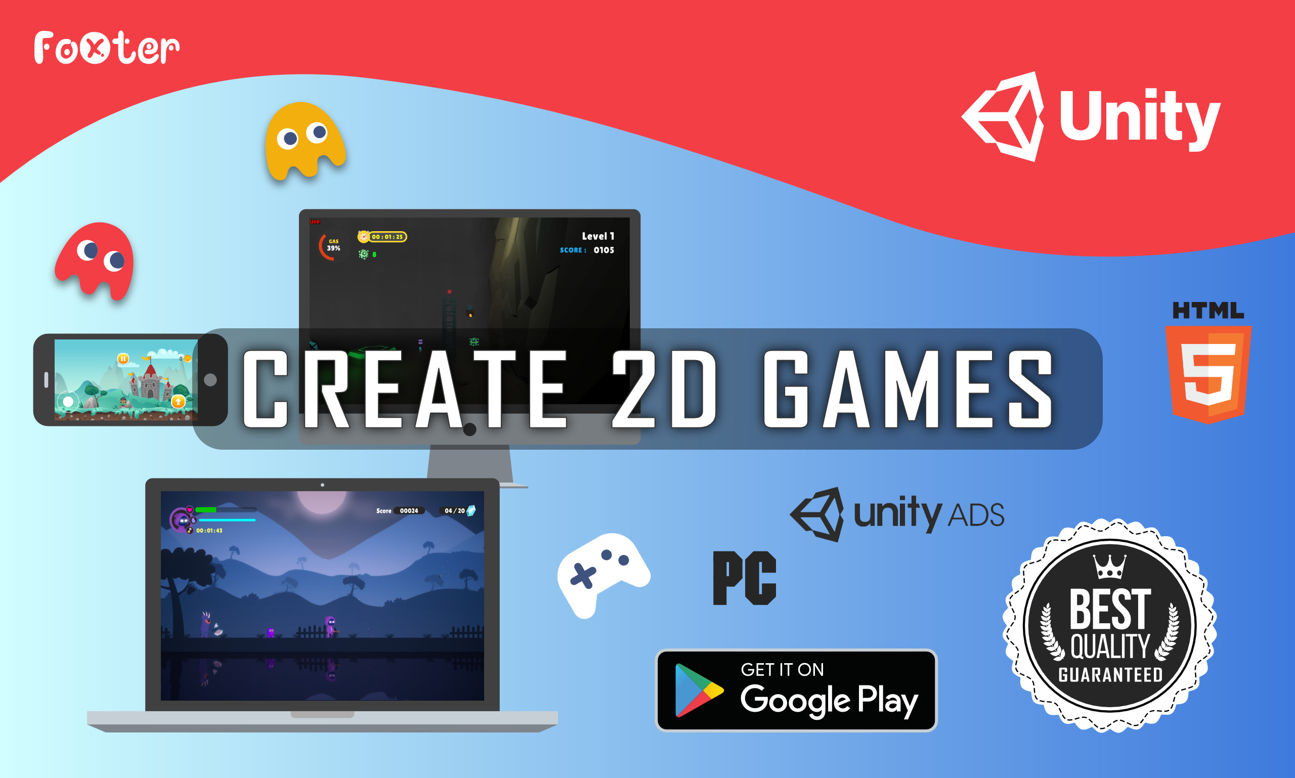 Develop 2d games for mobile, pc and web in unity by Foxterdev | Fiverr