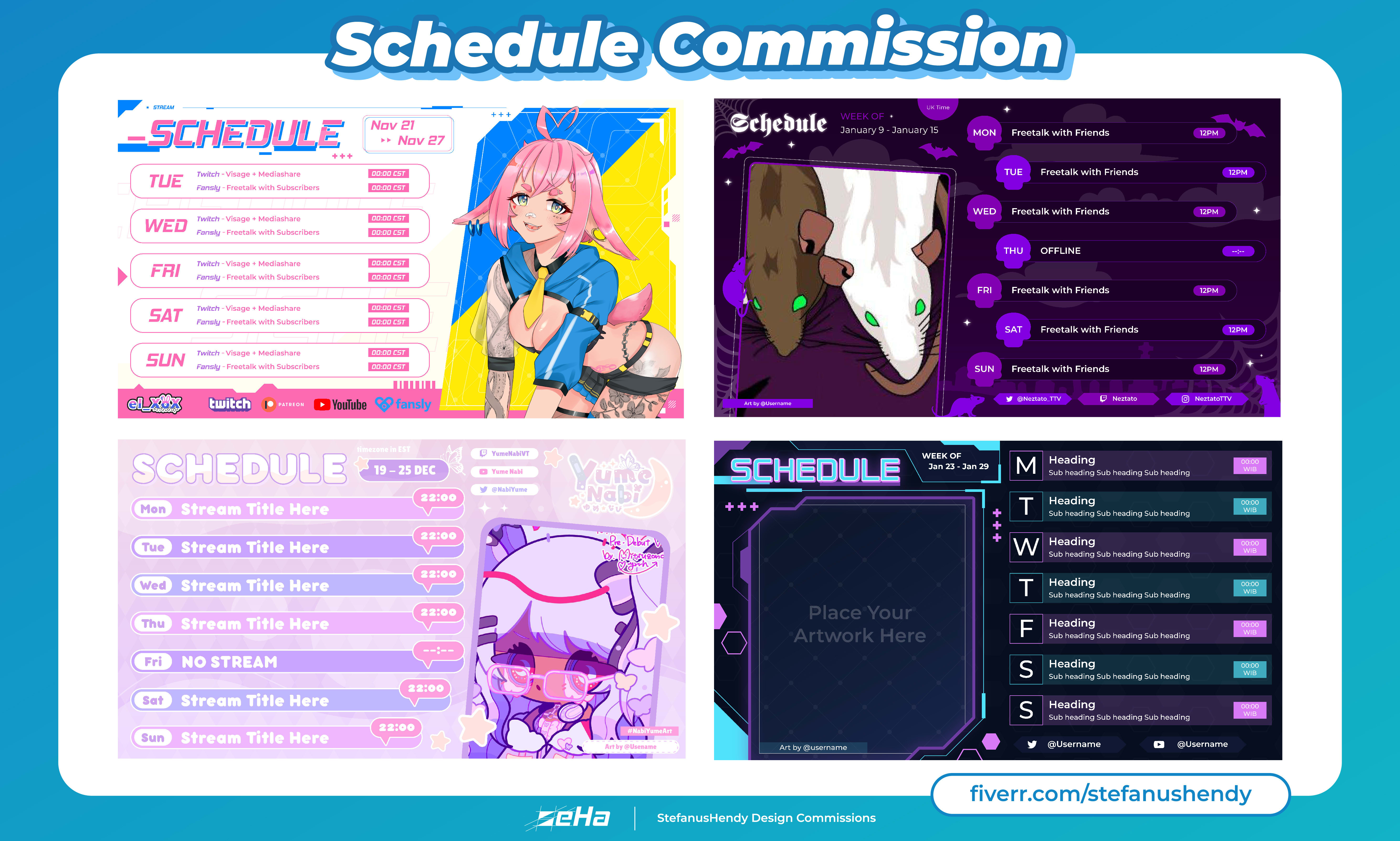 Design awesome stream schedule for vtuber and streamer by Stefanushendy |  Fiverr