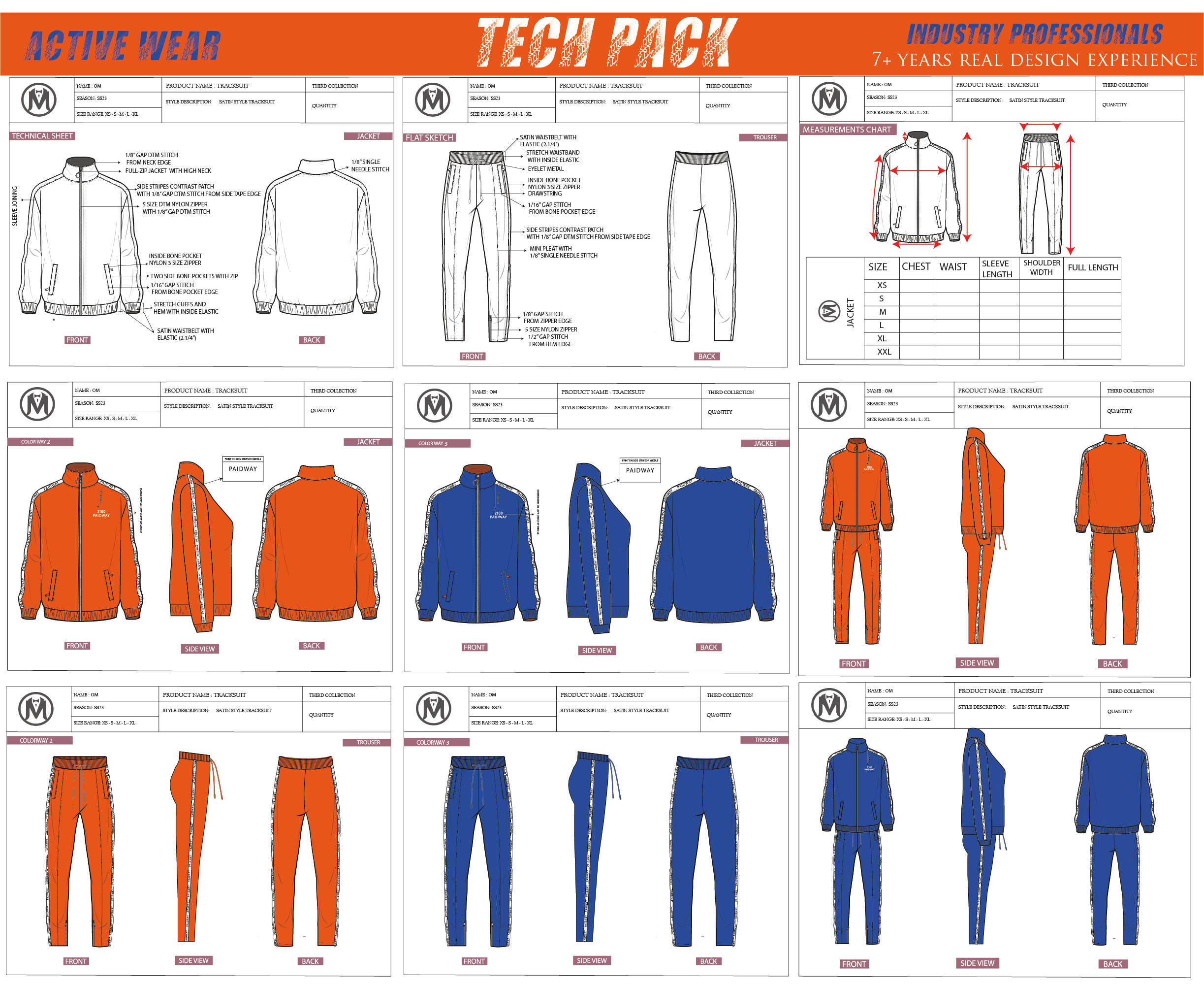 Créer des dessins techniques de vêtements de sport et un modèle de pack  technique