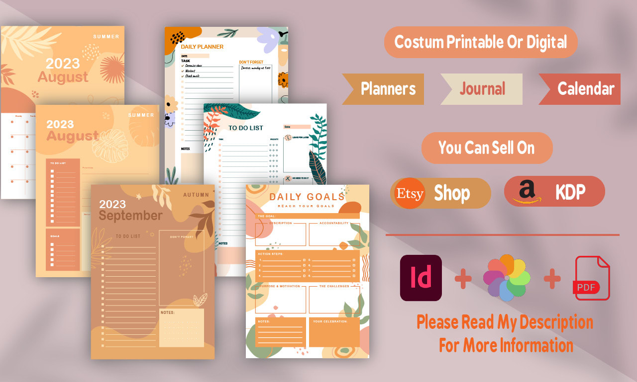 Design high quality custom planners journals template for  or   kdp by Razoukiyoussef