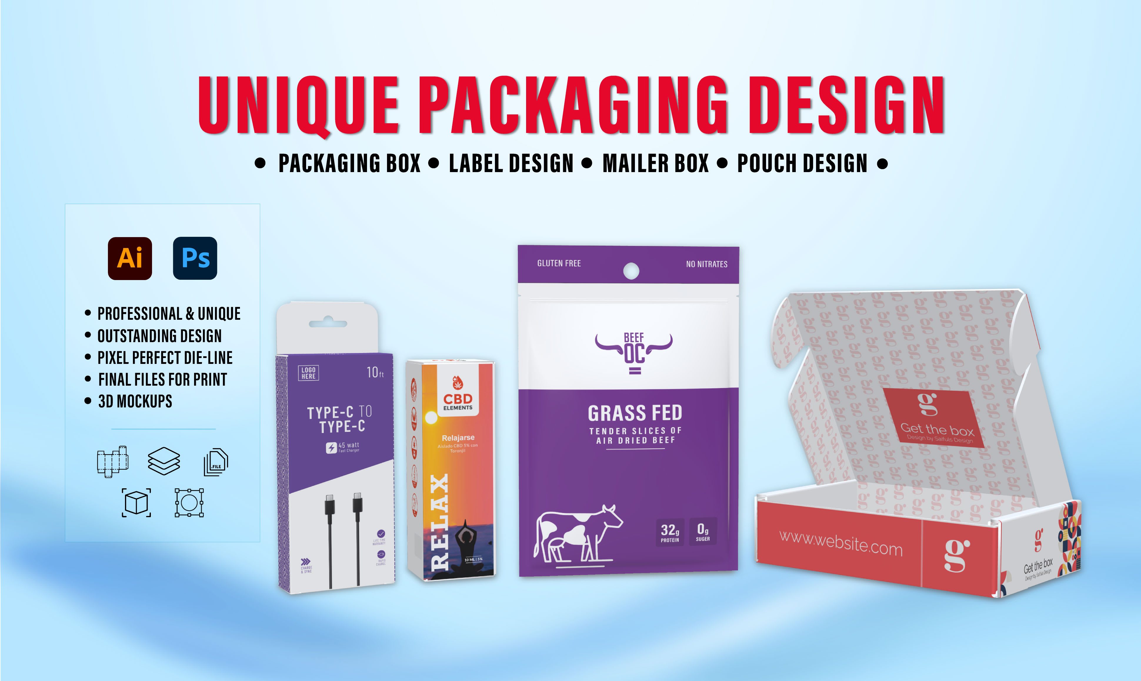 Do unique packaging design, pouch bag, mylar bag, and product label design  by Saifuls_design