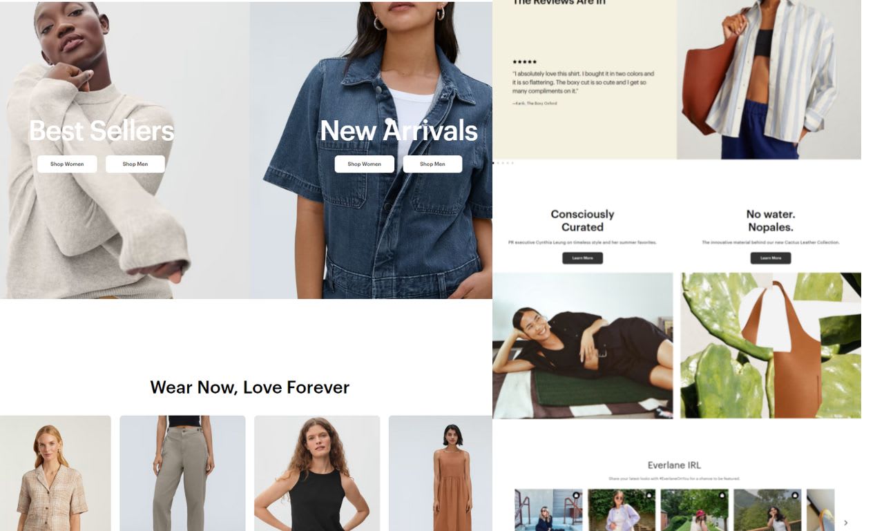 Website for clothing new arrivals store