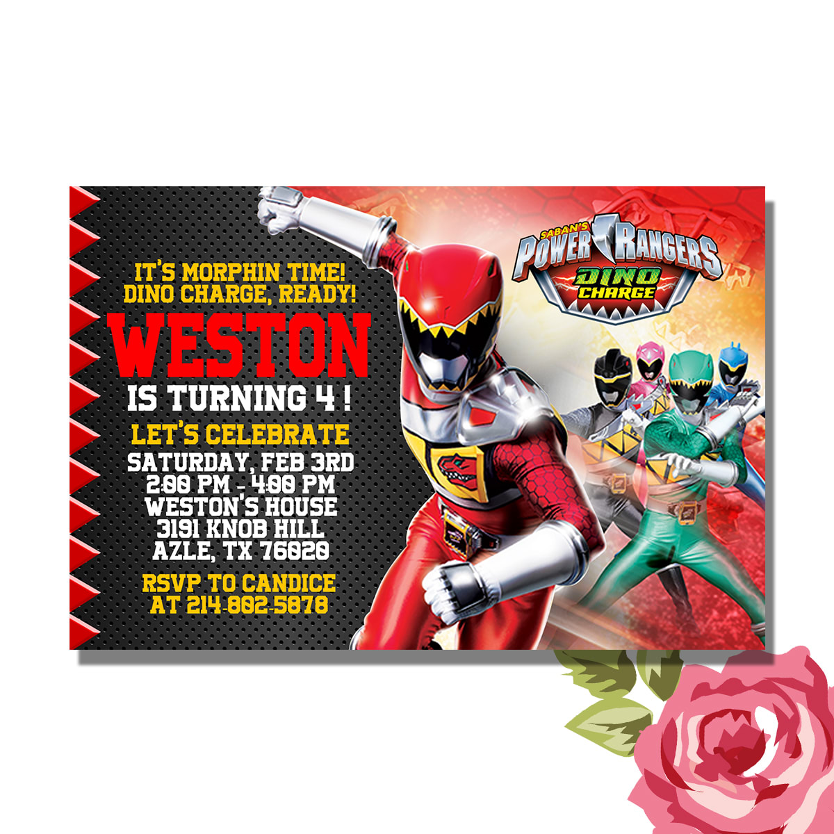 Invitaciones De Cumpleaños De Los Power Rangers Mantel Power Rangers