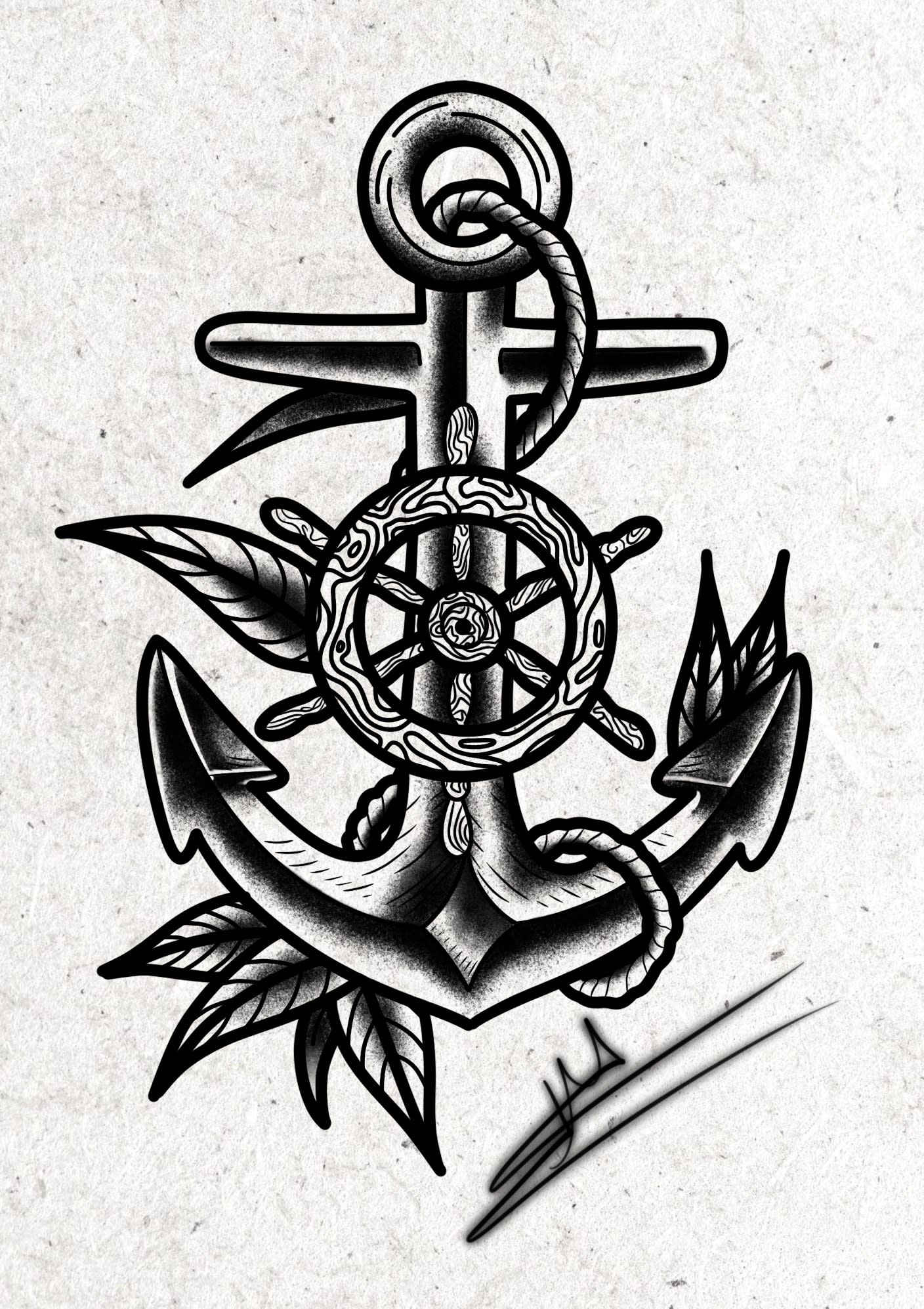 Blackwork Compass Tattoo Design