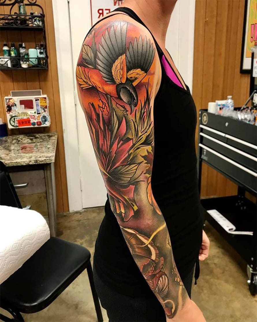 Emily on Instagram Sleeve progress  neotraditionaltattoo sleeve  tattoo tattoos battattoo color