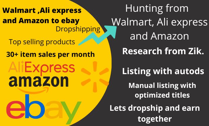 Do walmart aliexpress amazon to ebay dropshipping listings by Faraz_shahzad  | Fiverr