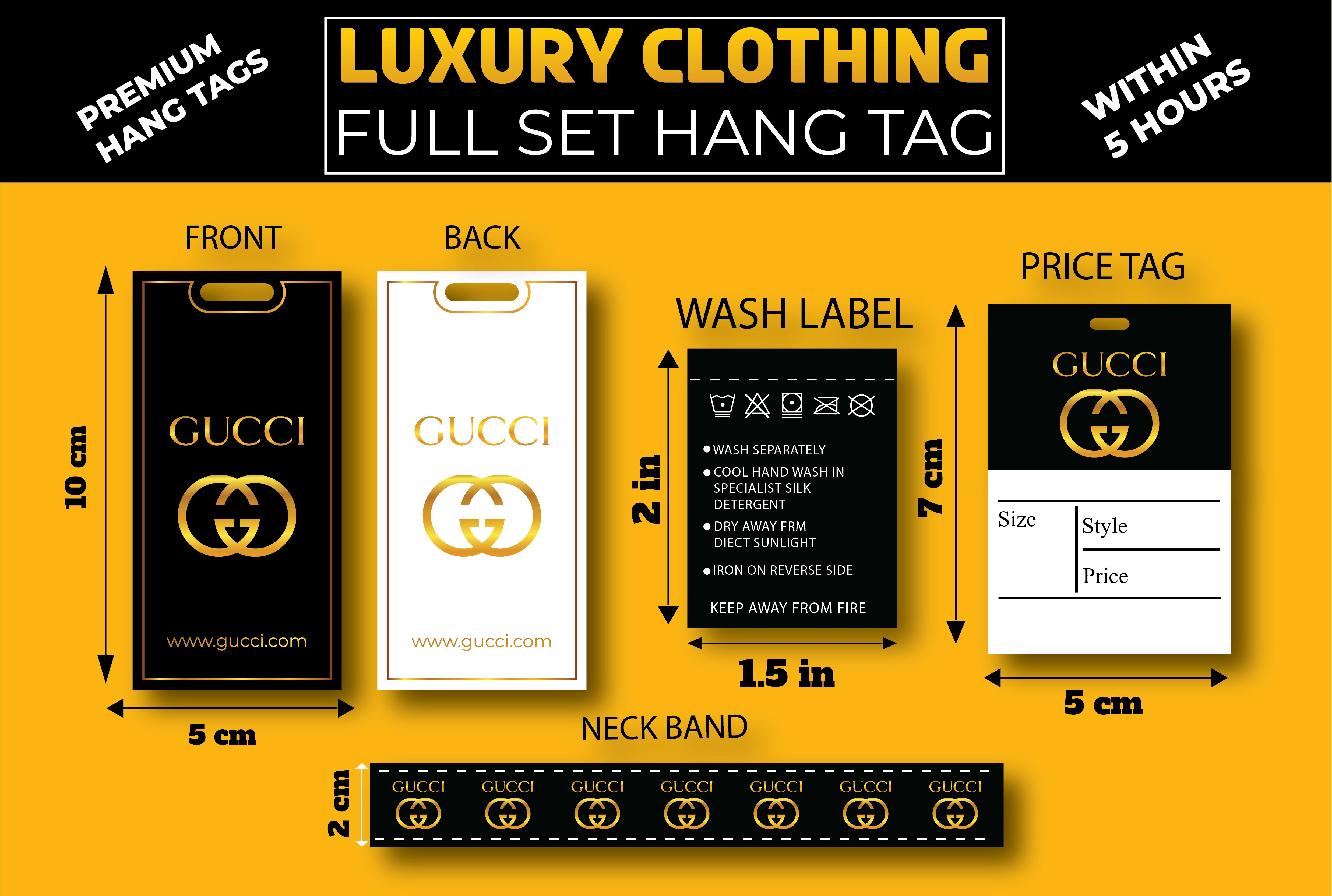 Authentic Brand New Gucci Hang Tag Care Cards