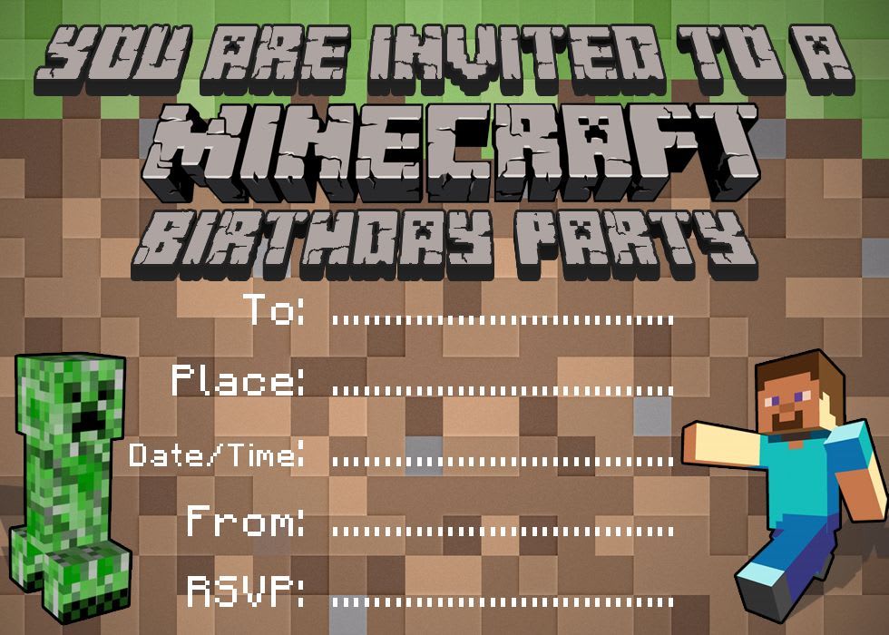 Biglietto invito compleanno Minecraft