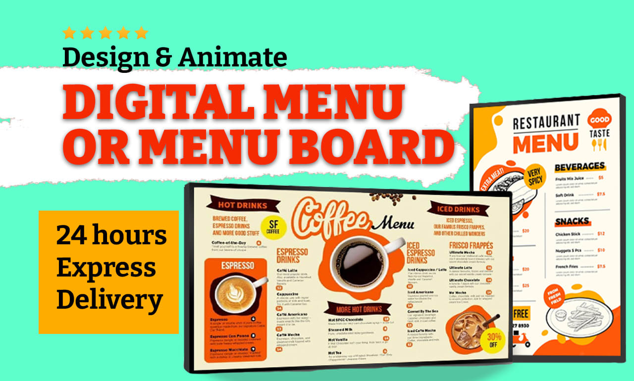 Design digital food menu, digital menu board or animation by Design_priest  | Fiverr
