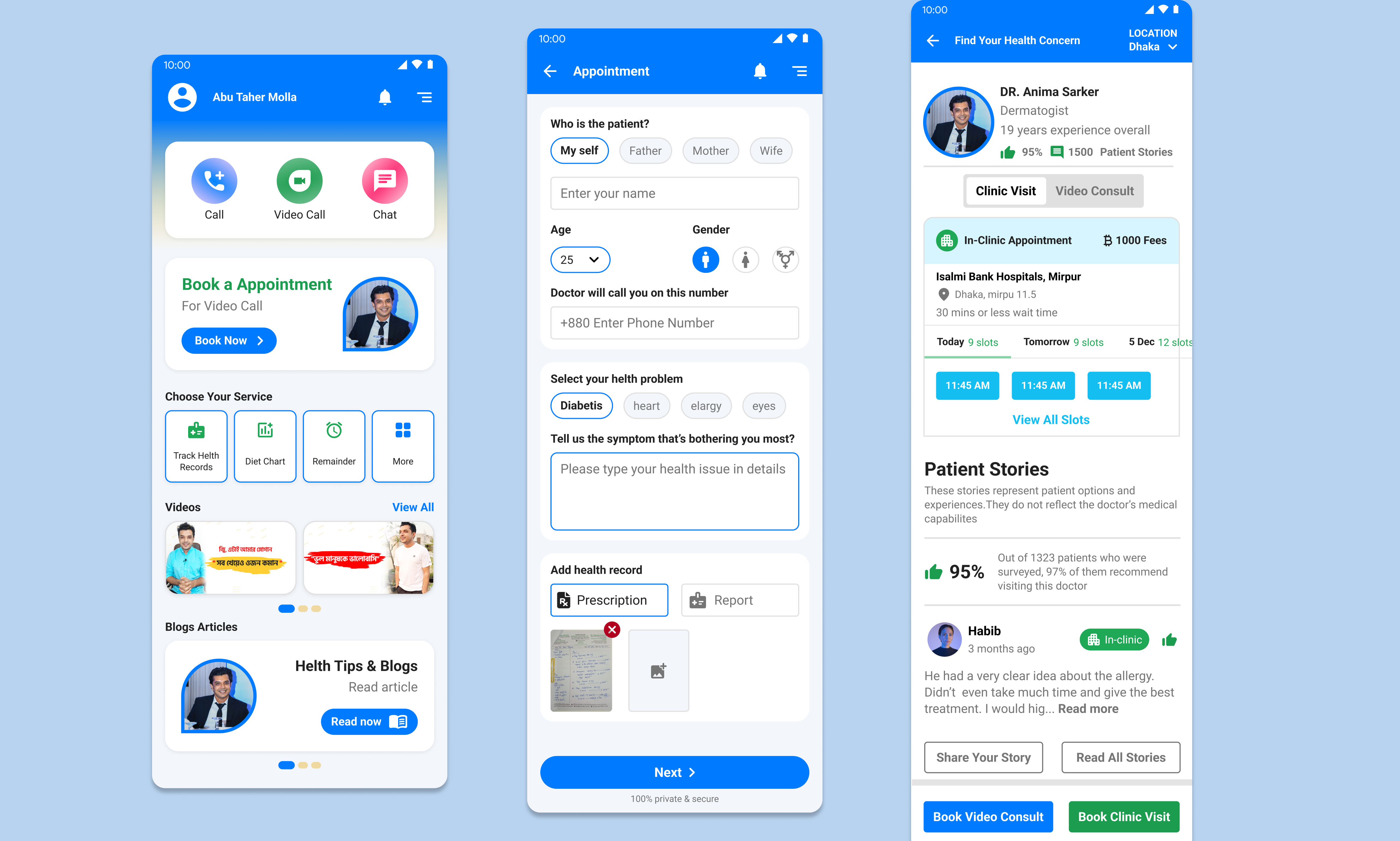 Doctor appointment app ui design