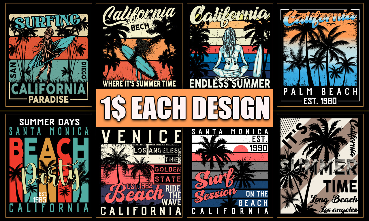 T Shirt Design - Summer Los Angeles