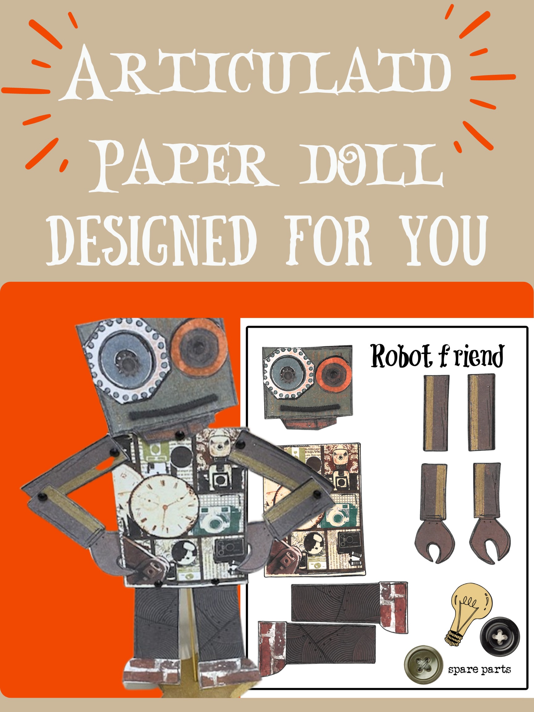 Articulated Paper Doll Templates LITTLE GARDENERS, Articulated Dolls,