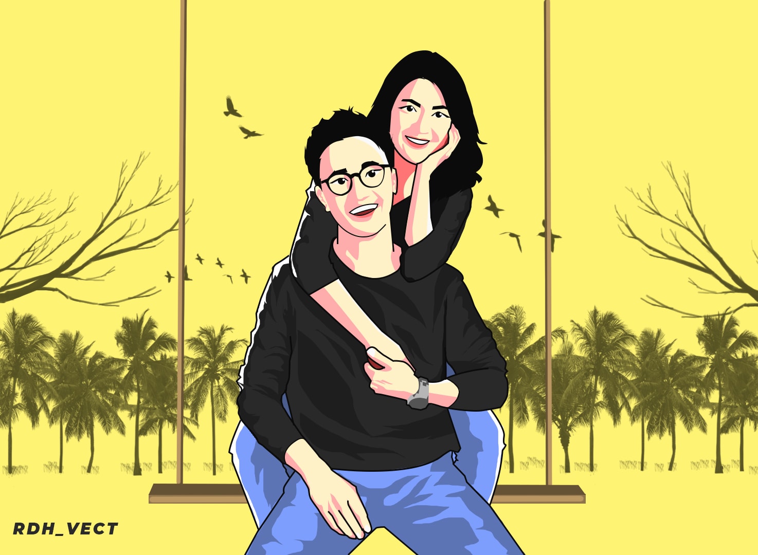 Create simple couple cartoon by Ridhomaulanabun | Fiverr