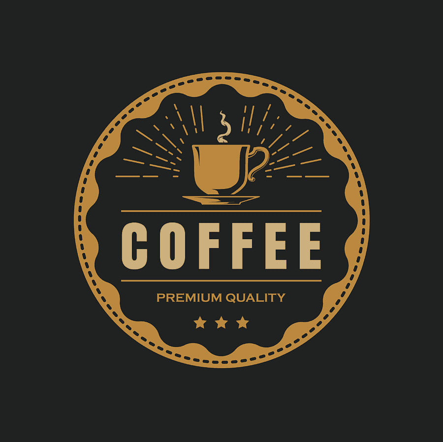 Luxury gold Mister coffee shop logo, simple black, free premium