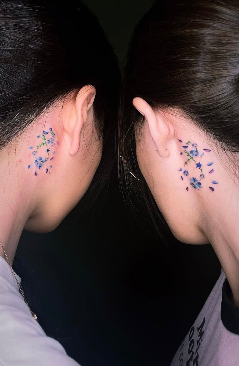 Flower Tattoo with Ear Piercing Ideas