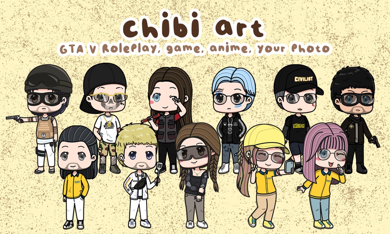 Draw chibi art from your photo or your fav char gta v roleplay by  Mbaksemangka | Fiverr