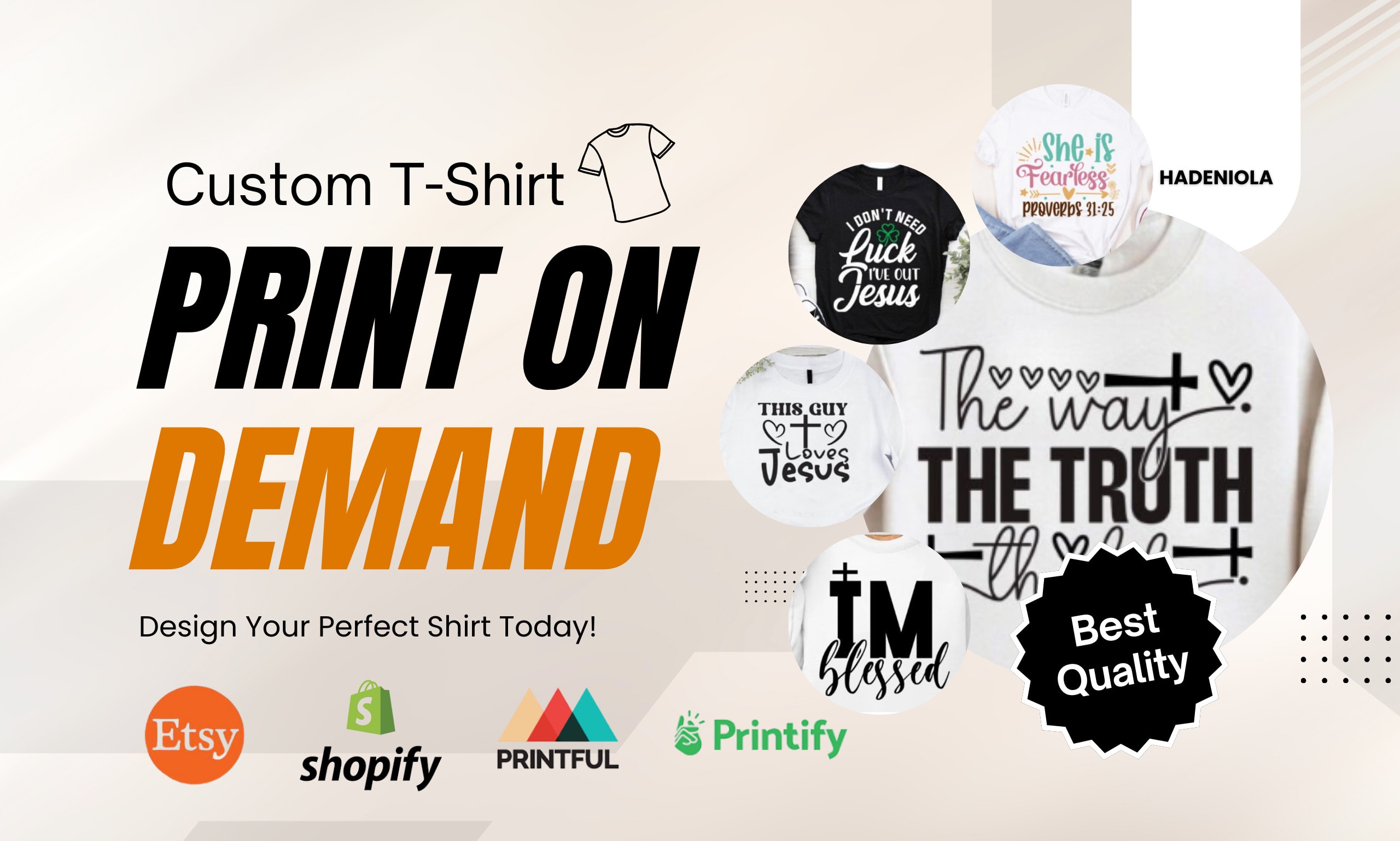 tipografia t shirt design cristiano stampa su richiesta shopify printify