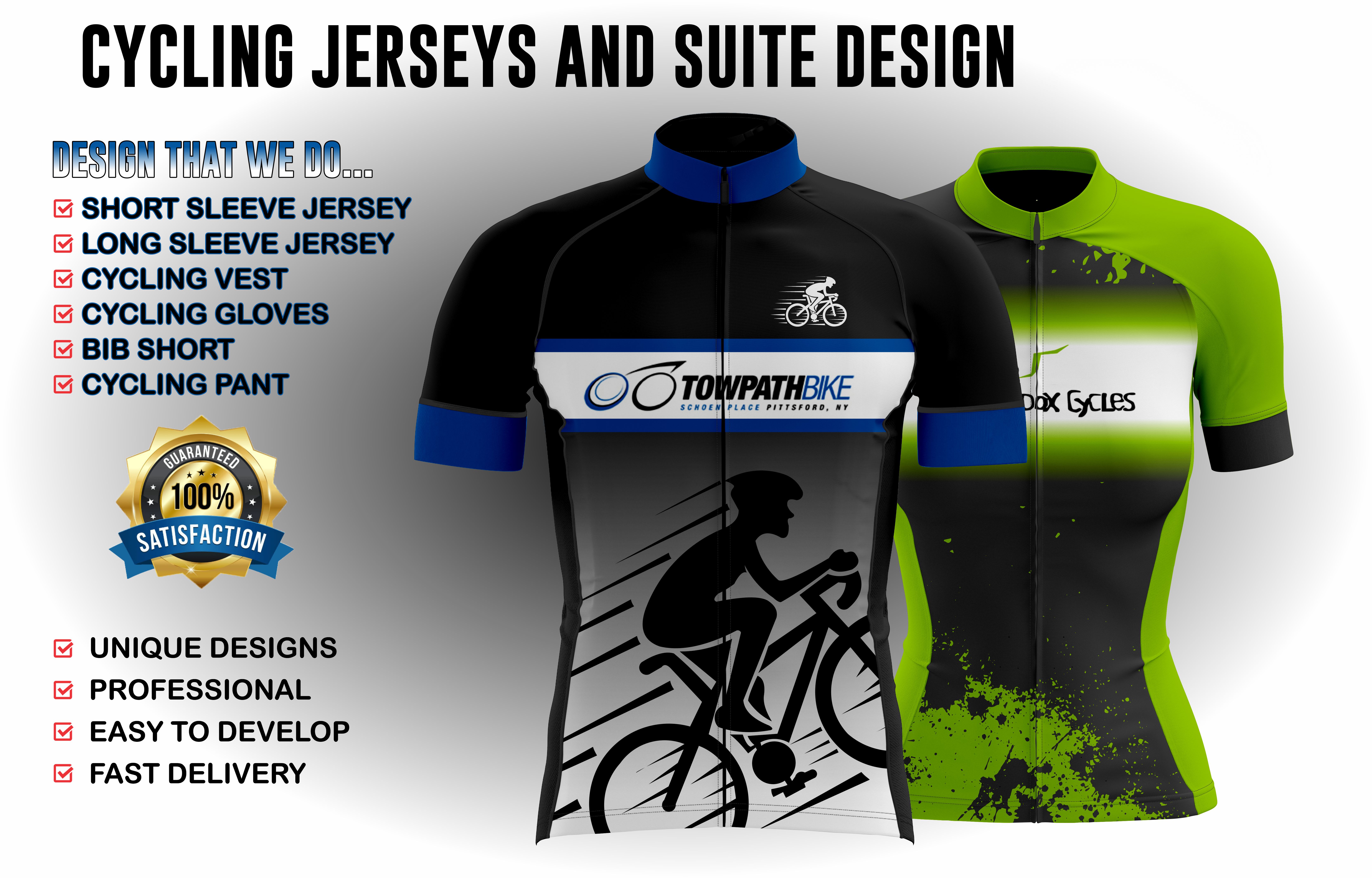 Design sublimation cycling jerseys, shorts and apparel by