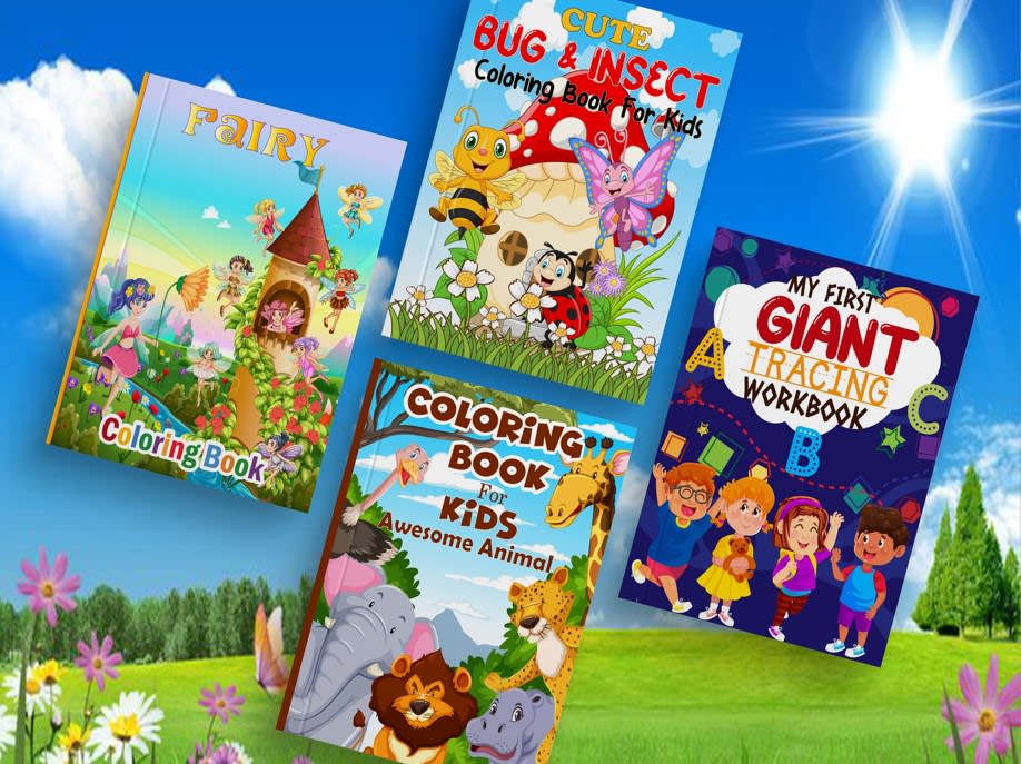 Kids coloring book cover and interior book design for kdp
