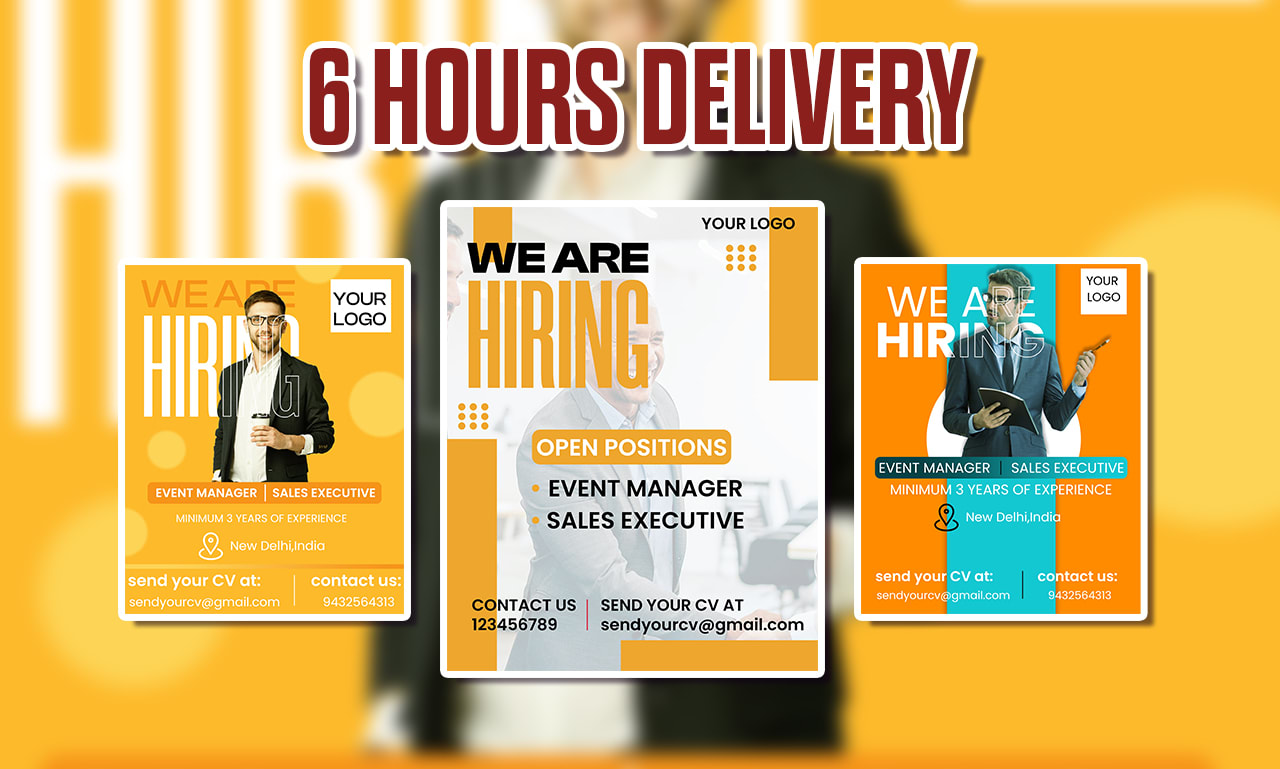 Do job hiring business flyers social media ads in 6 hours by