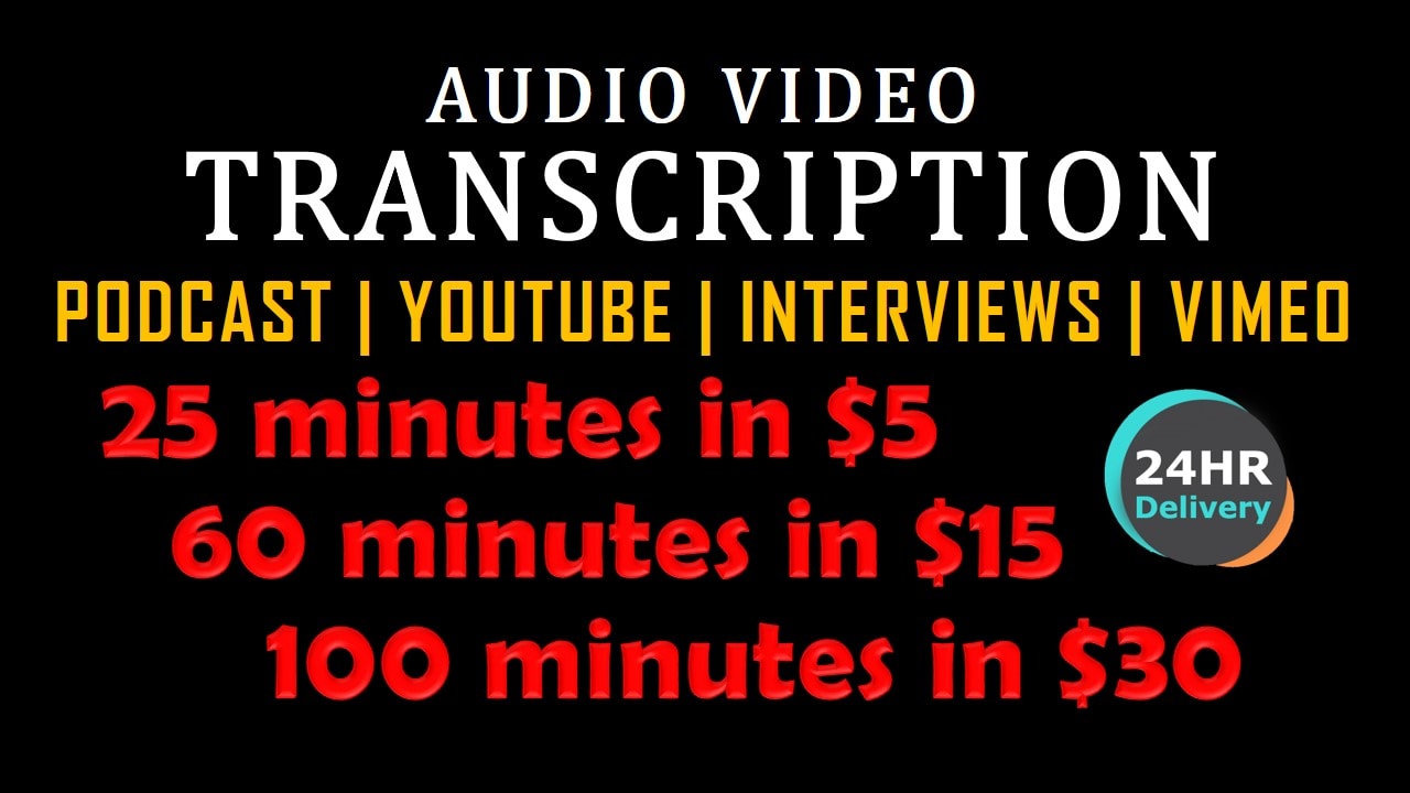 Transcribe youtube podcast interview webinar audio video