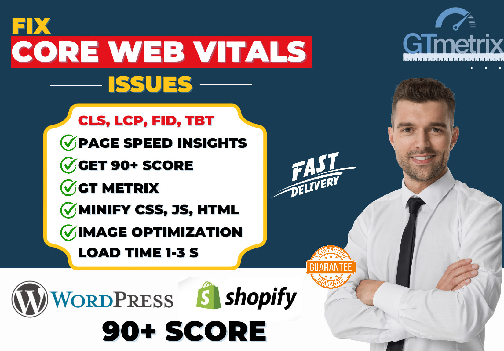perfectly fix core web vitals, cls lcp and fid errors of wordpress and  shopify