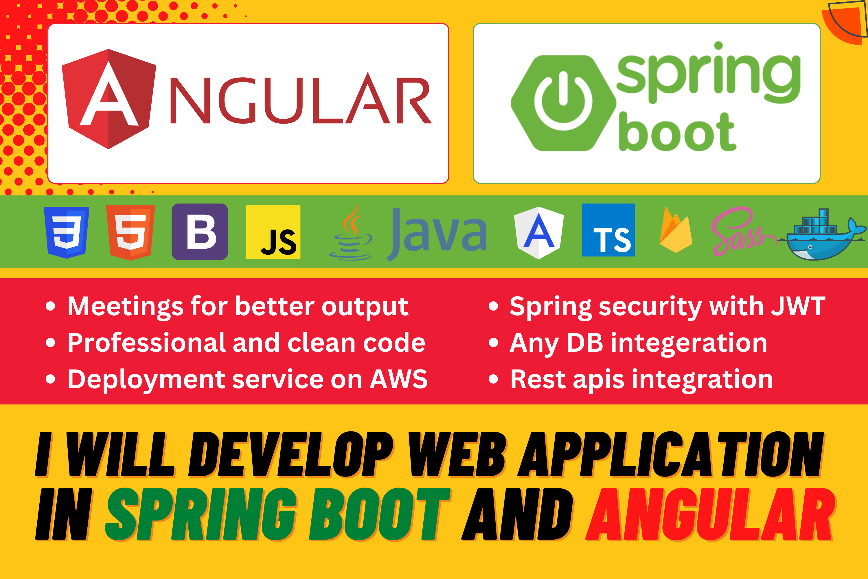 Develop web app using java spring boot and angular by