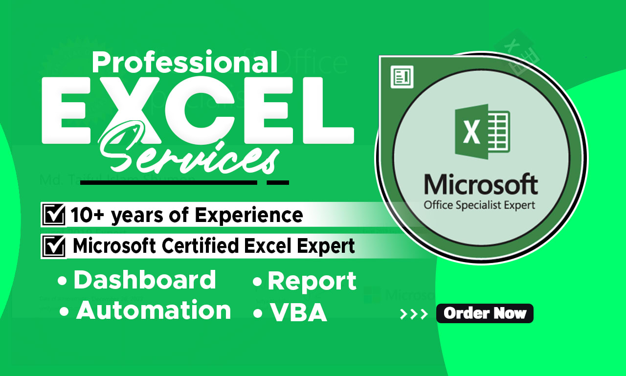 be your professional microsoft certified excel expert with vba