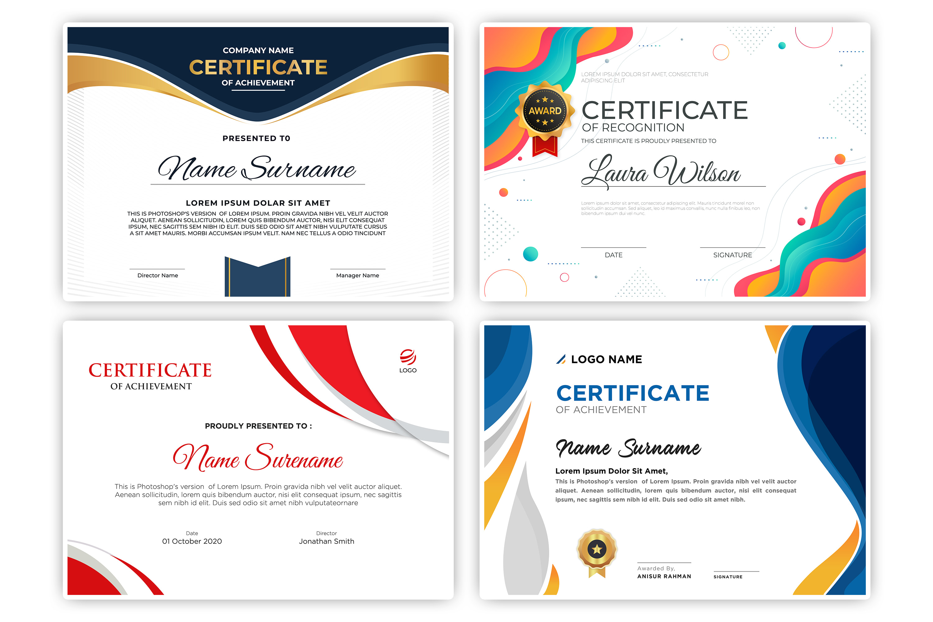 Professional Certificate Templates