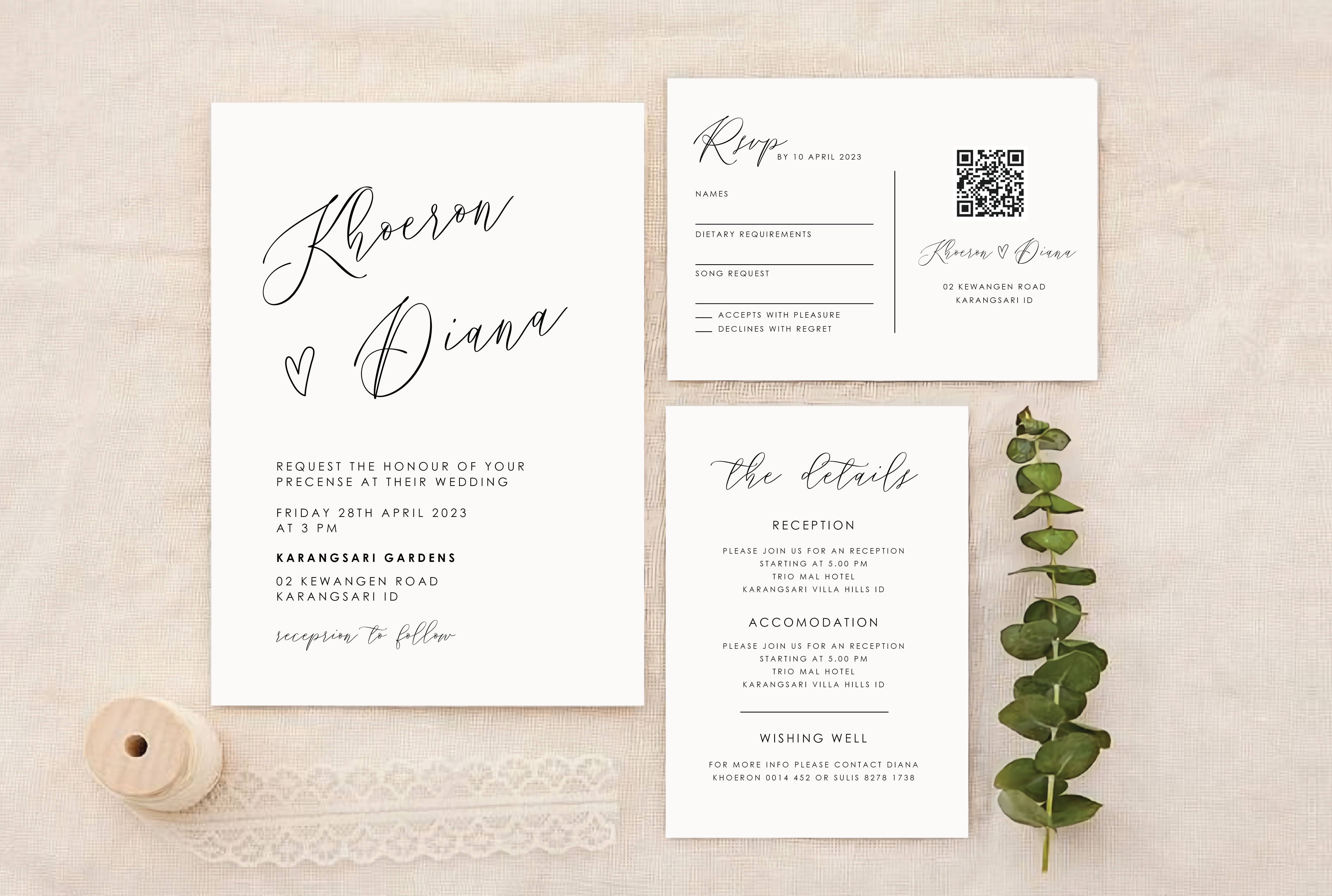 Crear un diseño de invitación de boda minimalista