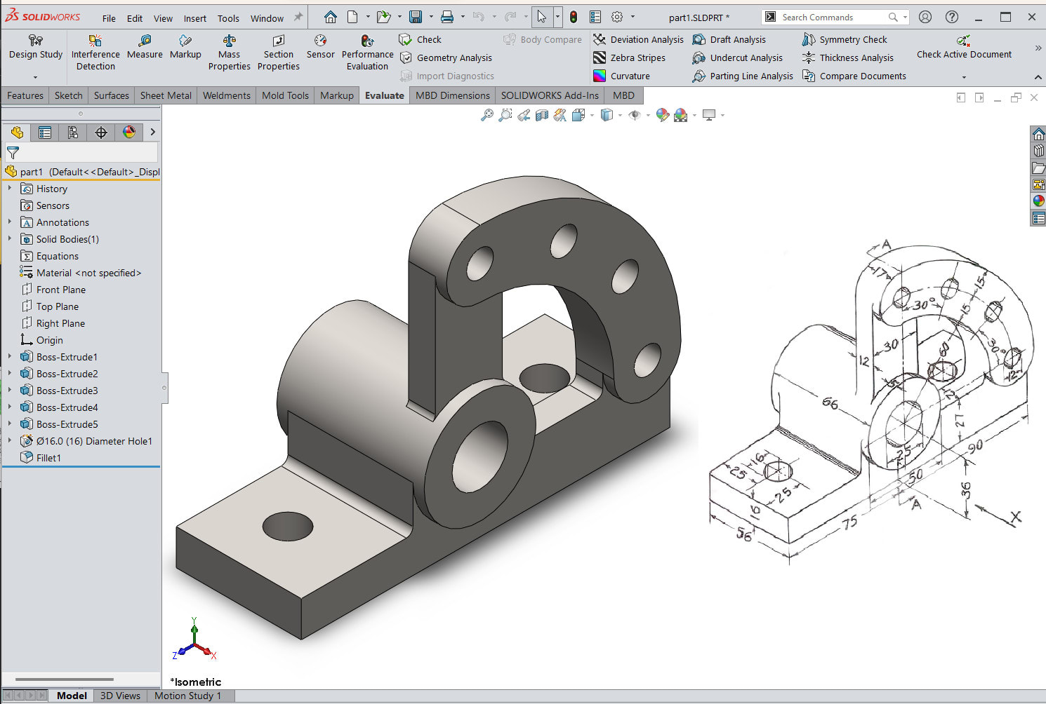 Do 3d modeling and make 2d drawings in solidworks by