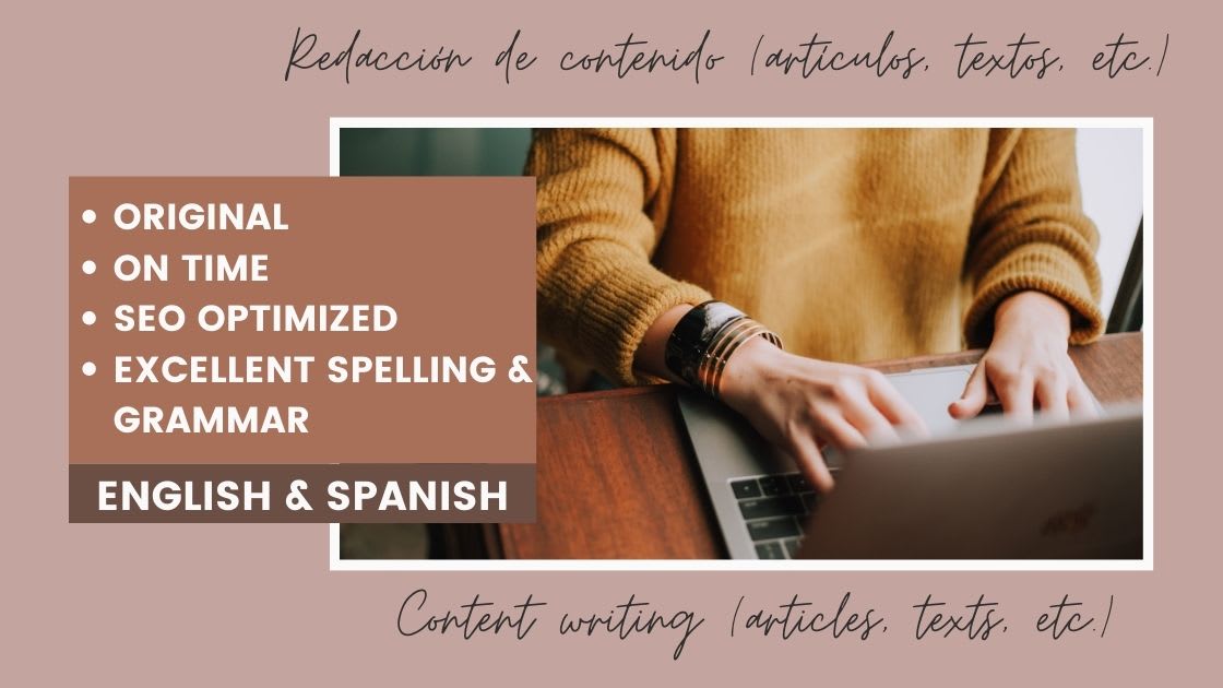 SEO content for articles and website in Spanish or English