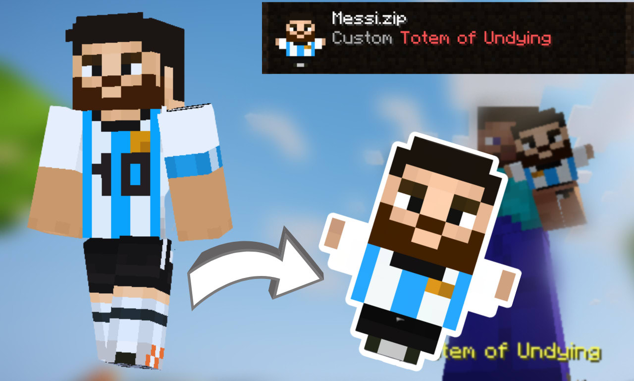 converti la skin di Minecraft in skin totem, pacchetto di risorse