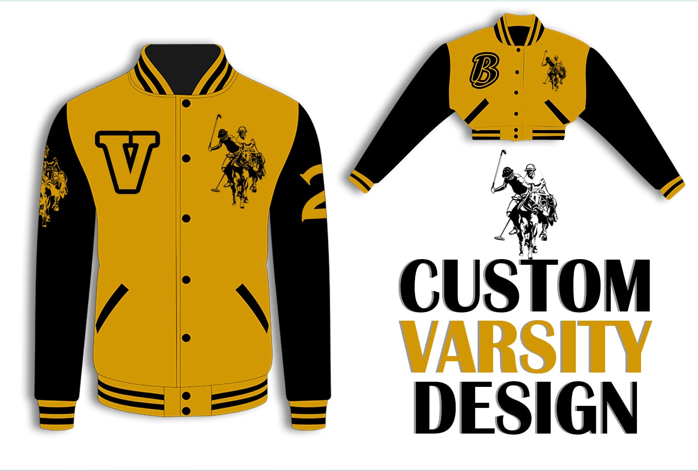 Varsity Black Yellow Typography Jacket S