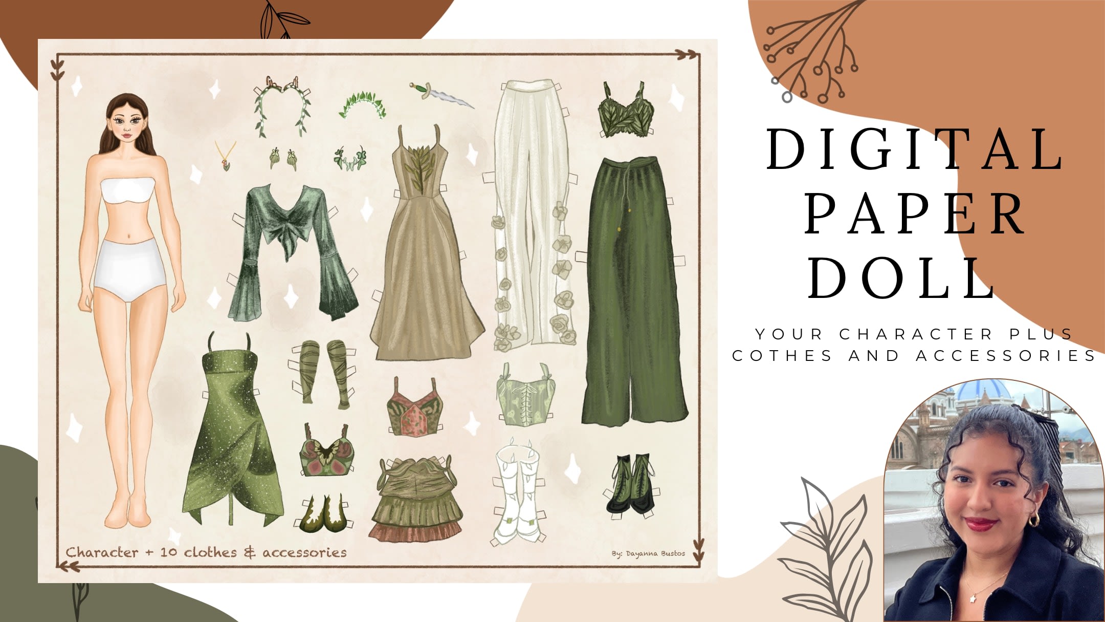 Ilustrar uma boneca de papel com roupas e acessórios