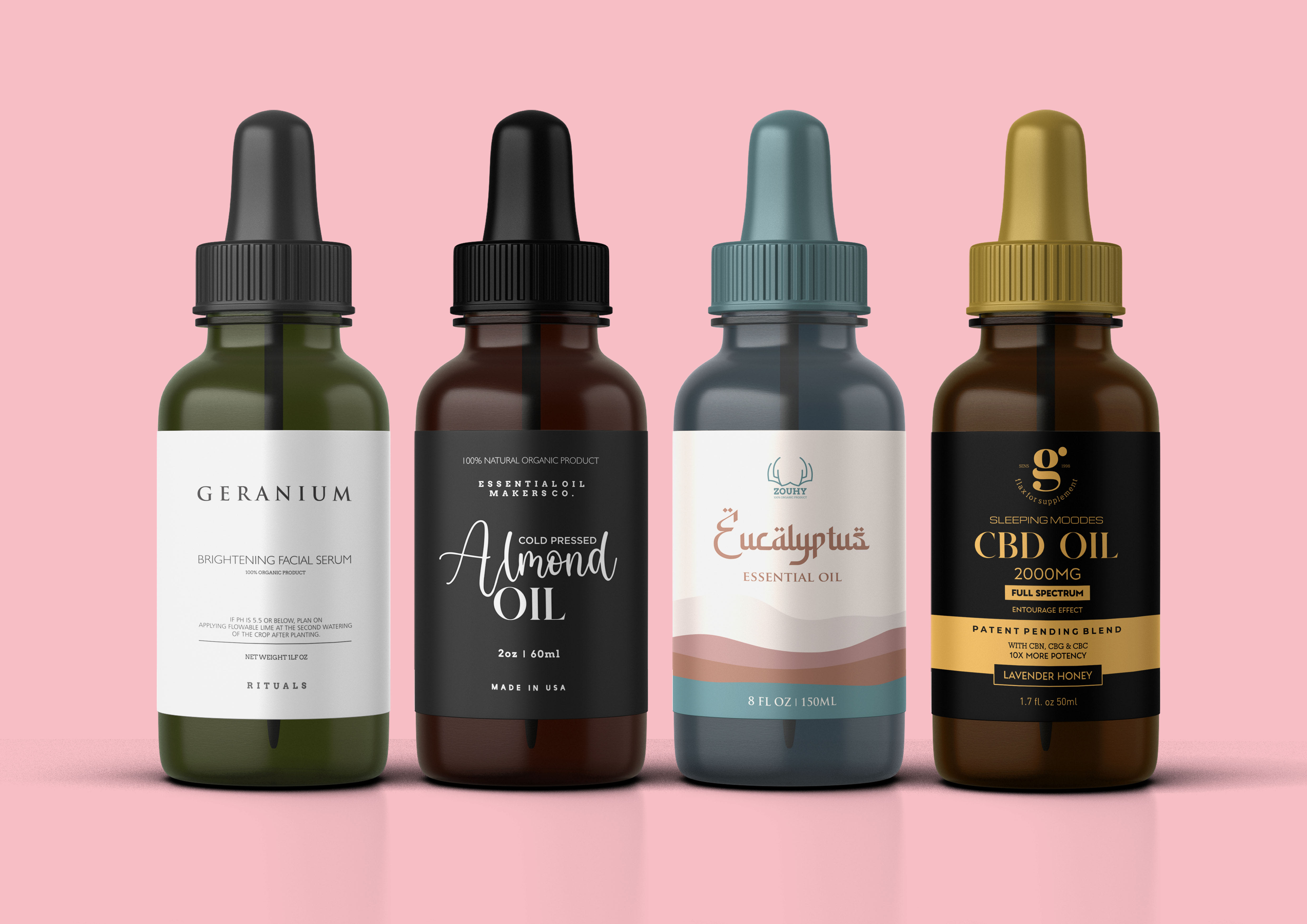 Modern and minimalist amber and drop bottle label design by