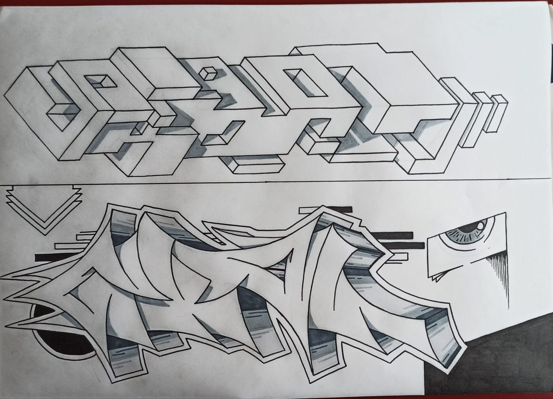Draw a graffiti sketch with focus on letters by Niklashoe