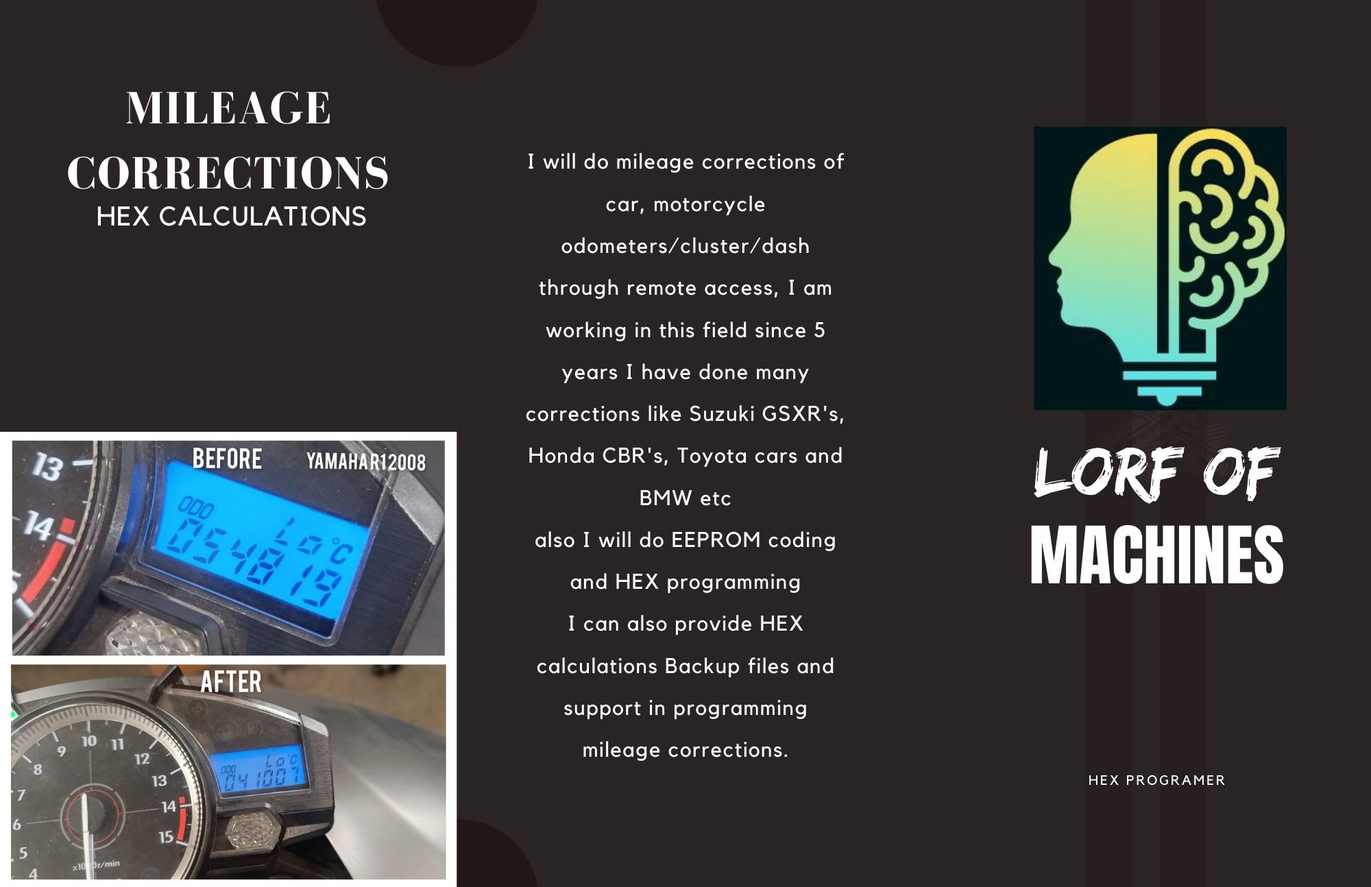 Motorbike mileage correction sale