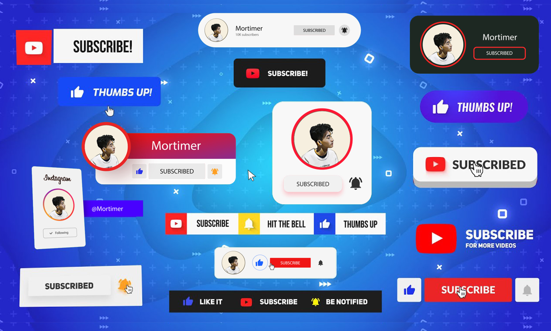 Make an animated subscribe, like, bell button by Furiin